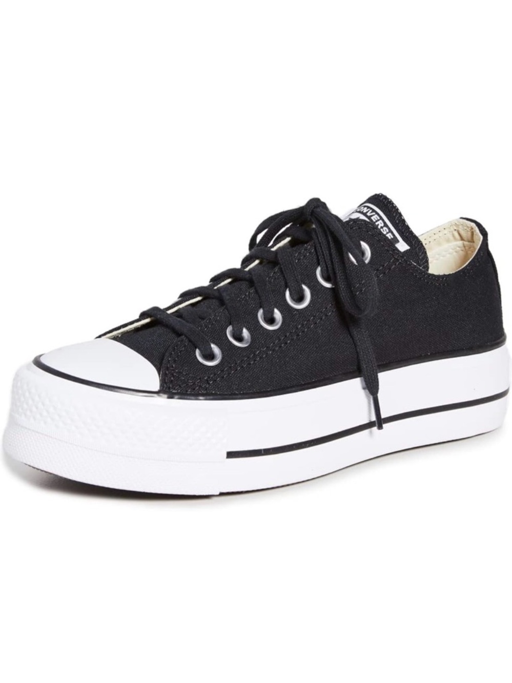 Converse Black Low-Top Platform Canvas Sneaker with White Sole